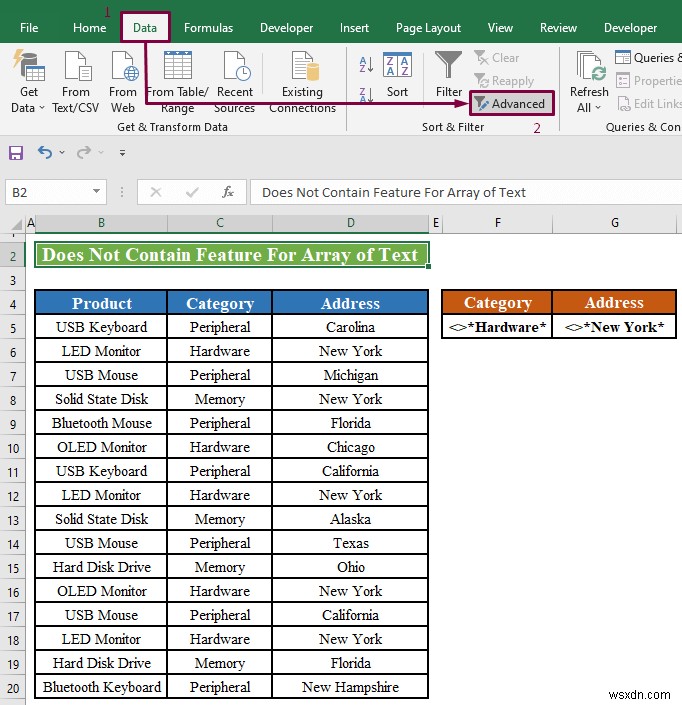 ตัวกรองขั้นสูงของ Excel:ใช้ “ไม่มี” (2 วิธี)