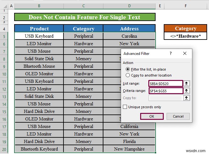 ตัวกรองขั้นสูงของ Excel:ใช้ “ไม่มี” (2 วิธี)