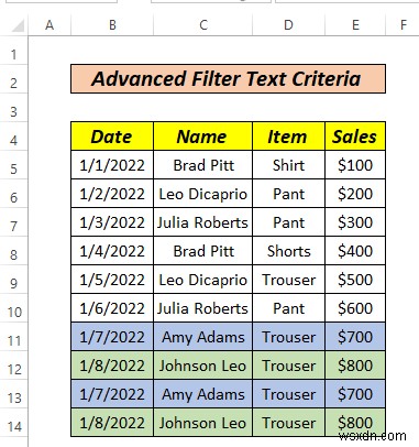 วิธีใช้ตัวกรองขั้นสูงหากช่วงเกณฑ์มีข้อความใน Excel