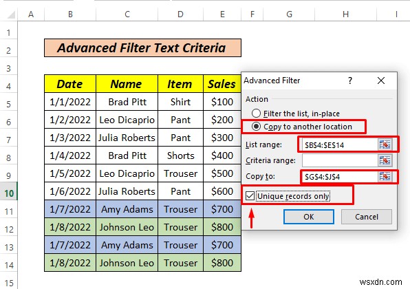 วิธีใช้ตัวกรองขั้นสูงหากช่วงเกณฑ์มีข้อความใน Excel