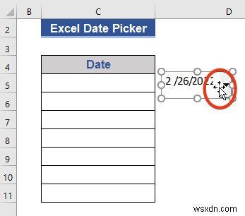 ตัวเลือกวันที่ของ Excel สำหรับทั้งคอลัมน์