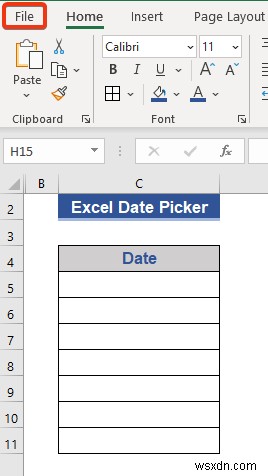 ตัวเลือกวันที่ของ Excel สำหรับทั้งคอลัมน์