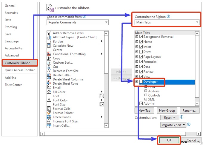 ตัวเลือกวันที่ของ Excel สำหรับทั้งคอลัมน์