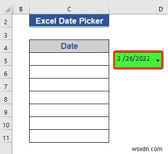 ตัวเลือกวันที่ของ Excel สำหรับทั้งคอลัมน์