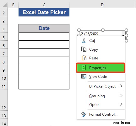 ตัวเลือกวันที่ของ Excel สำหรับทั้งคอลัมน์