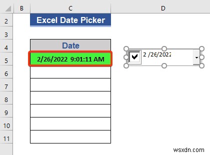 ตัวเลือกวันที่ของ Excel สำหรับทั้งคอลัมน์