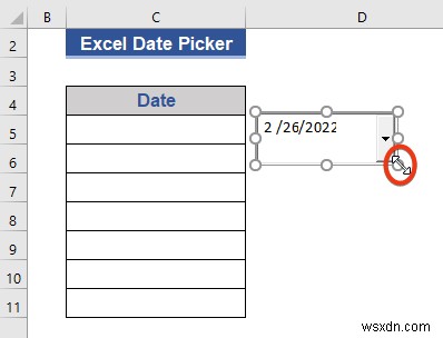 ตัวเลือกวันที่ของ Excel สำหรับทั้งคอลัมน์