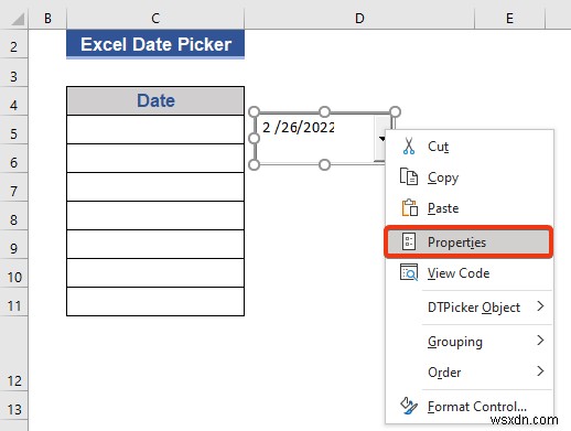 ตัวเลือกวันที่ของ Excel สำหรับทั้งคอลัมน์