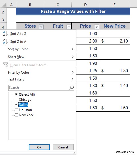 วิธีการคัดลอกและวางเมื่อใช้ตัวกรองใน Excel