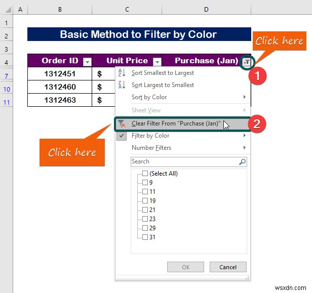 วิธีการกรองตามสีใน Excel (2 ตัวอย่าง)