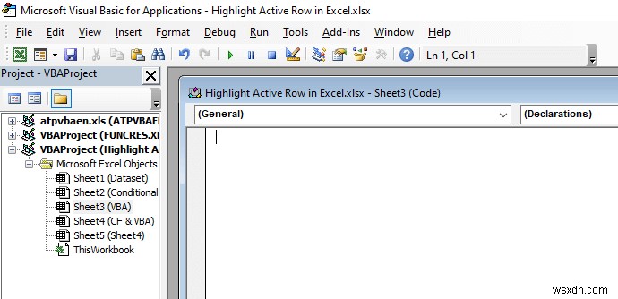 วิธีการเน้นแถวที่ใช้งานอยู่ใน Excel (3 วิธี)