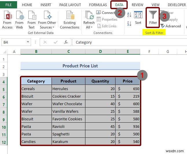 วิธีการเพิ่มตัวกรองใน Excel (4 วิธี)