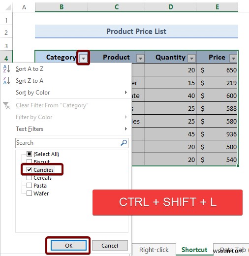 วิธีการเพิ่มตัวกรองใน Excel (4 วิธี)