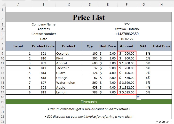 วิธีการสร้างรายการราคาใน Excel (คำแนะนำทีละขั้นตอน)