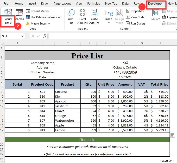 วิธีการสร้างรายการราคาใน Excel (คำแนะนำทีละขั้นตอน)