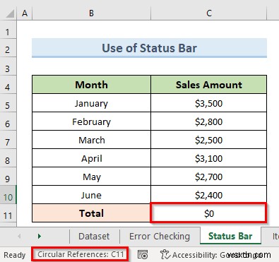 แก้ไขการอ้างอิงแบบวงกลมที่ไม่สามารถแสดงรายการใน Excel (4 วิธีง่ายๆ)