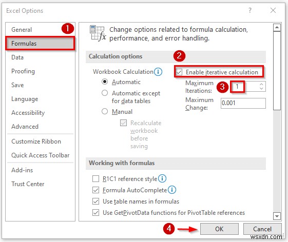 แก้ไขการอ้างอิงแบบวงกลมที่ไม่สามารถแสดงรายการใน Excel (4 วิธีง่ายๆ)