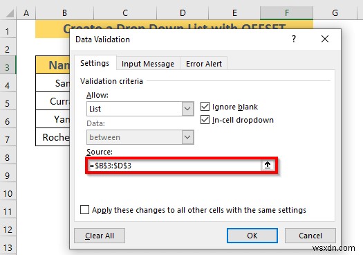 วิธีการสร้างรายการดรอปดาวน์แบบไดนามิกโดยใช้ Excel OFFSET (3 วิธี)