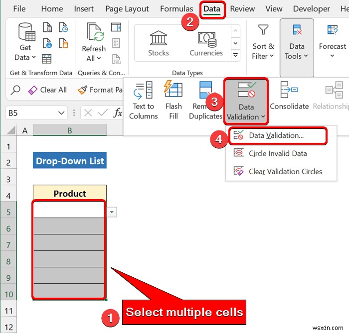 วิธีสร้างรายการแบบหล่นลงของ Excel สำหรับการตรวจสอบความถูกต้องของข้อมูล (8 วิธี)