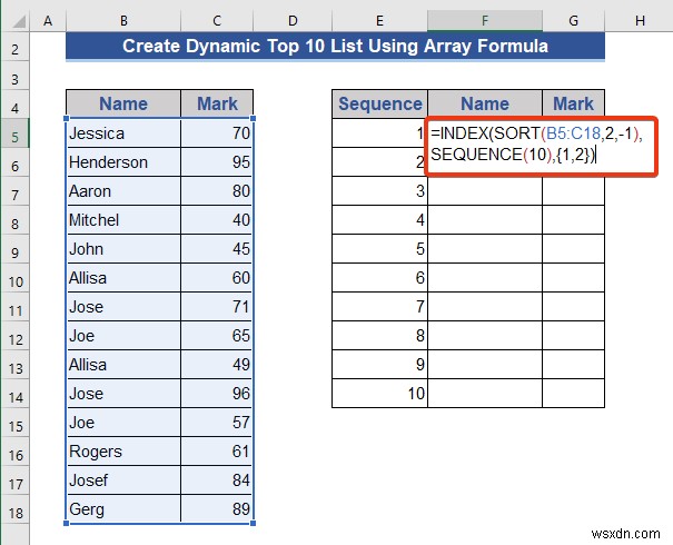 วิธีสร้างรายการไดนามิก 10 อันดับแรกใน Excel (8 วิธี)