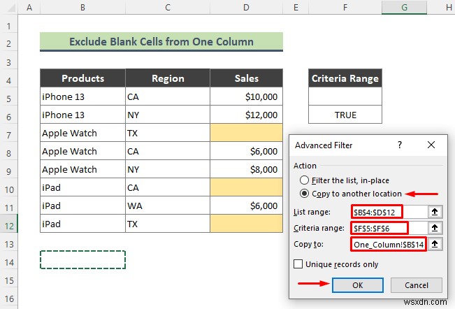 วิธีใช้ตัวกรองขั้นสูงเพื่อยกเว้นเซลล์ว่างใน Excel (3 เคล็ดลับง่ายๆ)