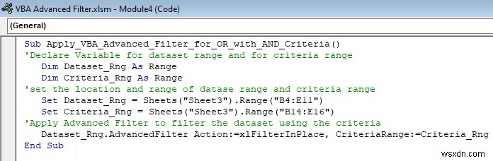 Excel VBA:ตัวกรองขั้นสูงที่มีหลายเกณฑ์ในช่วง (5 วิธี)