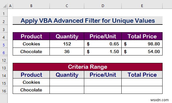 Excel VBA:ตัวกรองขั้นสูงที่มีหลายเกณฑ์ในช่วง (5 วิธี)