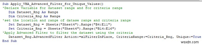 Excel VBA:ตัวกรองขั้นสูงที่มีหลายเกณฑ์ในช่วง (5 วิธี)