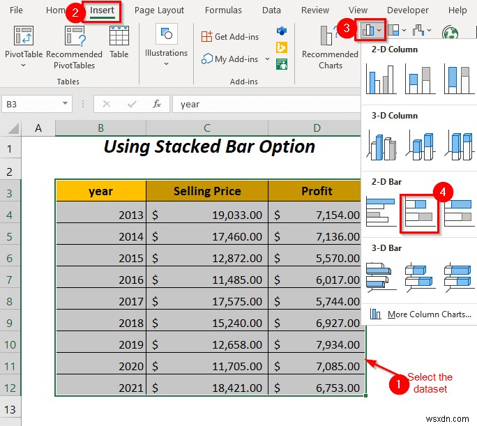 วิธีการรวมกราฟแท่งสองแท่งใน Excel (5 วิธี)