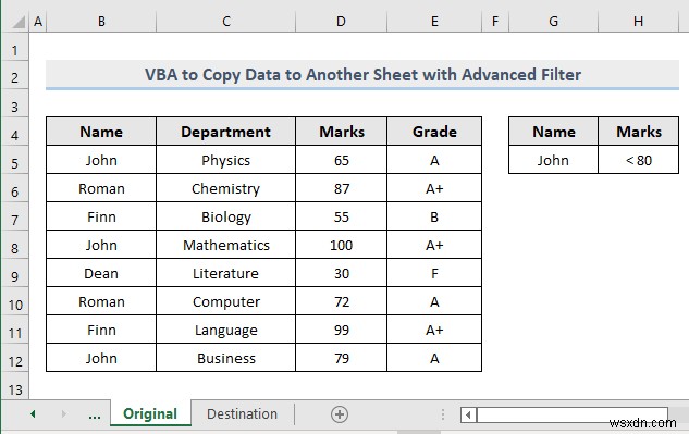 VBA เพื่อคัดลอกข้อมูลไปยังชีตอื่นด้วยตัวกรองขั้นสูงใน Excel