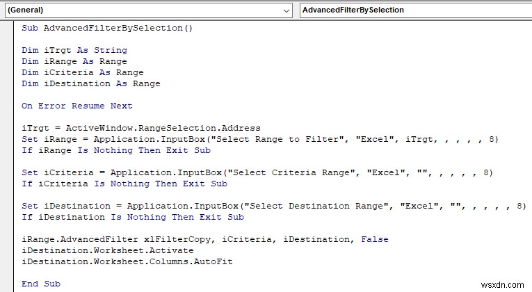 VBA เพื่อคัดลอกข้อมูลไปยังชีตอื่นด้วยตัวกรองขั้นสูงใน Excel