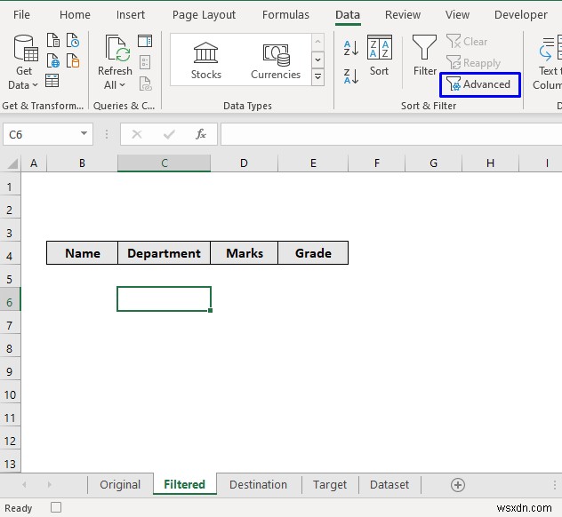 VBA เพื่อคัดลอกข้อมูลไปยังชีตอื่นด้วยตัวกรองขั้นสูงใน Excel