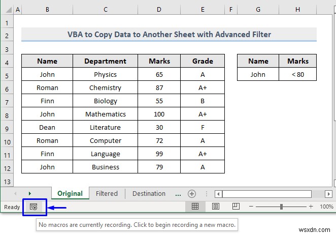 VBA เพื่อคัดลอกข้อมูลไปยังชีตอื่นด้วยตัวกรองขั้นสูงใน Excel