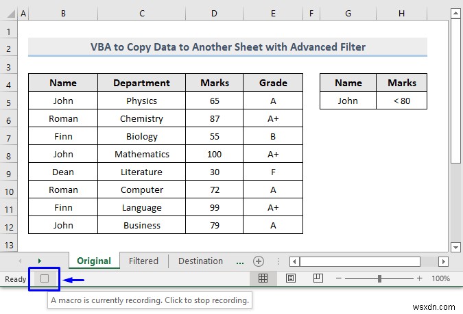 VBA เพื่อคัดลอกข้อมูลไปยังชีตอื่นด้วยตัวกรองขั้นสูงใน Excel