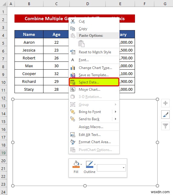 วิธีรวมกราฟกับแกน X ต่างๆ ใน ​​Excel