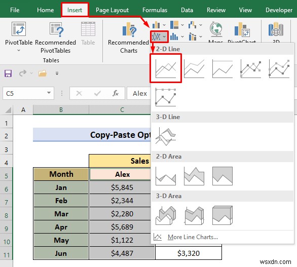 วิธีการรวมกราฟเส้นสองเส้นใน Excel (3 วิธี)