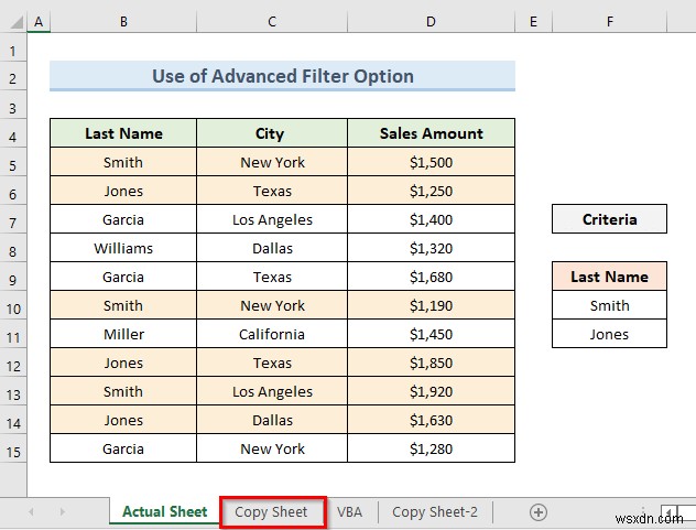 วิธีใช้ตัวกรองขั้นสูงเพื่อคัดลอกข้อมูลไปยังชีตอื่นใน Excel