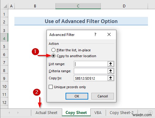 วิธีใช้ตัวกรองขั้นสูงเพื่อคัดลอกข้อมูลไปยังชีตอื่นใน Excel