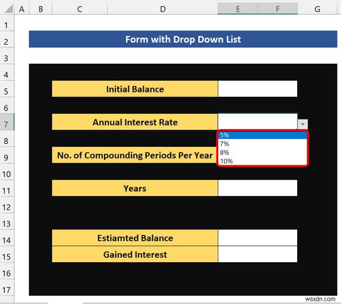 วิธีสร้างแบบฟอร์มที่มีรายการแบบเลื่อนลงใน Excel