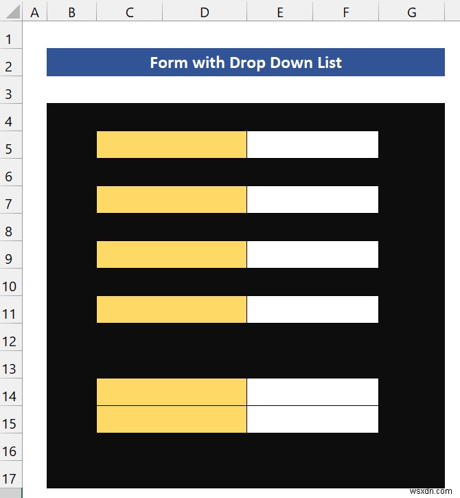 วิธีสร้างแบบฟอร์มที่มีรายการแบบเลื่อนลงใน Excel