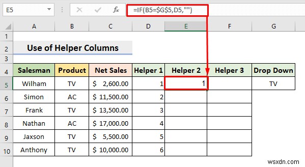 การสร้างตัวกรองแบบเลื่อนลงเพื่อดึงข้อมูลตามการเลือกใน Excel