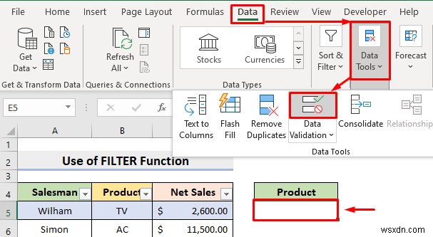 การสร้างตัวกรองแบบเลื่อนลงเพื่อดึงข้อมูลตามการเลือกใน Excel