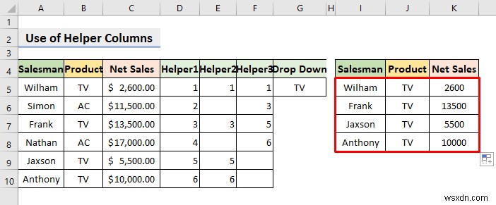 การสร้างตัวกรองแบบเลื่อนลงเพื่อดึงข้อมูลตามการเลือกใน Excel