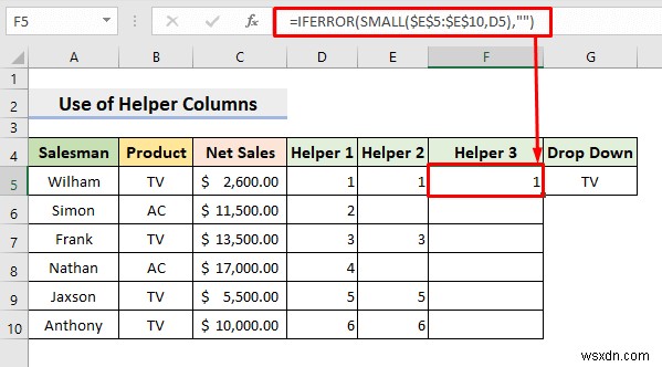 การสร้างตัวกรองแบบเลื่อนลงเพื่อดึงข้อมูลตามการเลือกใน Excel