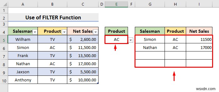 การสร้างตัวกรองแบบเลื่อนลงเพื่อดึงข้อมูลตามการเลือกใน Excel