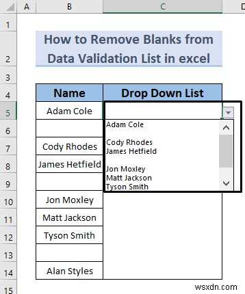 วิธีลบช่องว่างจากรายการตรวจสอบข้อมูลใน Excel (5 วิธี)