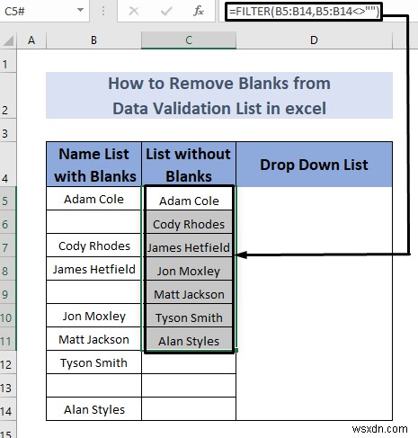 วิธีลบช่องว่างจากรายการตรวจสอบข้อมูลใน Excel (5 วิธี)