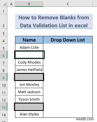 วิธีลบช่องว่างจากรายการตรวจสอบข้อมูลใน Excel (5 วิธี)