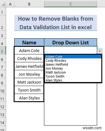 วิธีลบช่องว่างจากรายการตรวจสอบข้อมูลใน Excel (5 วิธี)