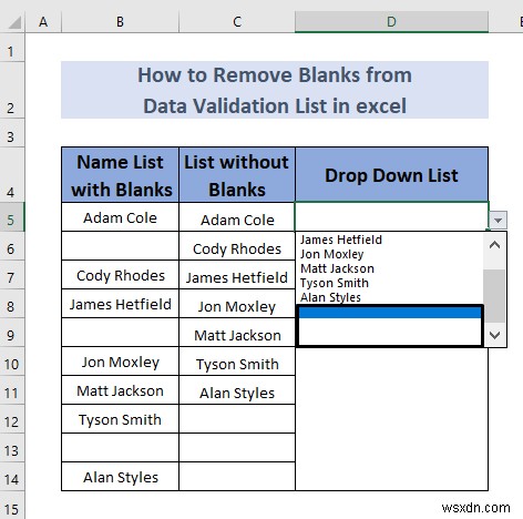 วิธีลบช่องว่างจากรายการตรวจสอบข้อมูลใน Excel (5 วิธี)